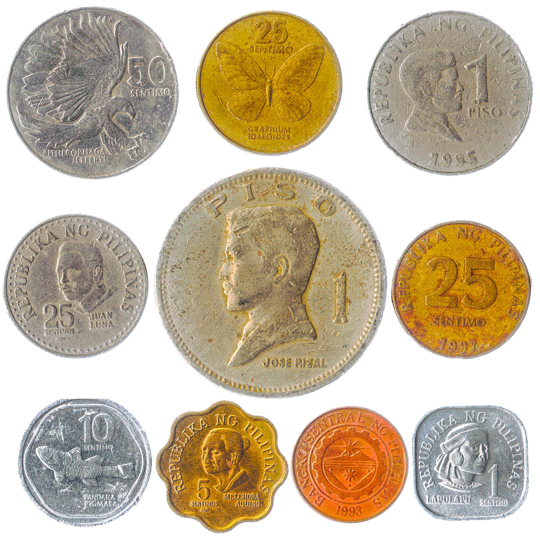 Philippines 10 Mixed Coins | Sentimo | Piso | Famous Figures | 1967 - 2022