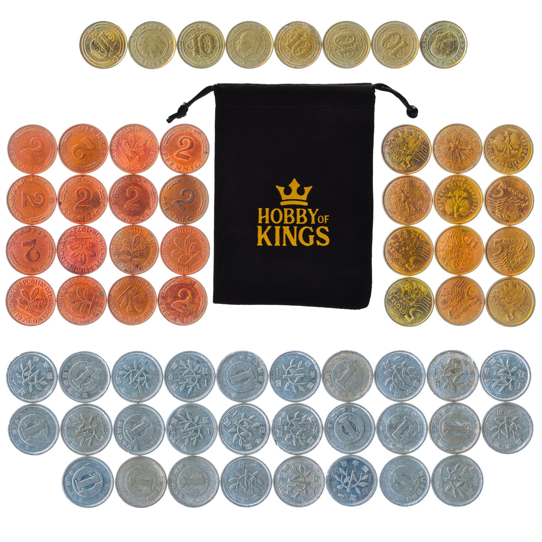 Play Money For Board Games | 64 Real Coins | 1 2 5 10 | Total 200 Points | Genuine Currency Toy