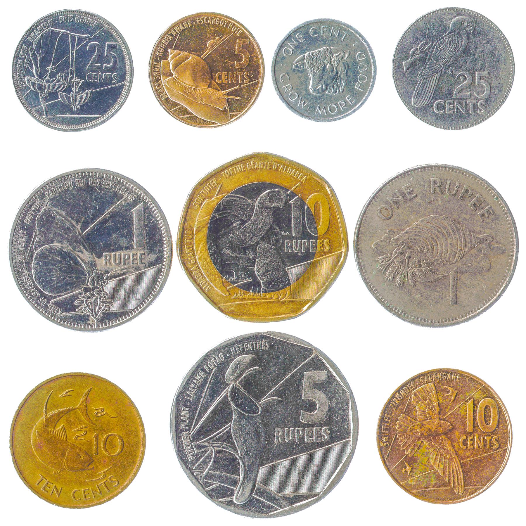 Seychelles 10 Mixed Coins | Cents | Rupees | Exotic Sea Animals| 1972 - 2021