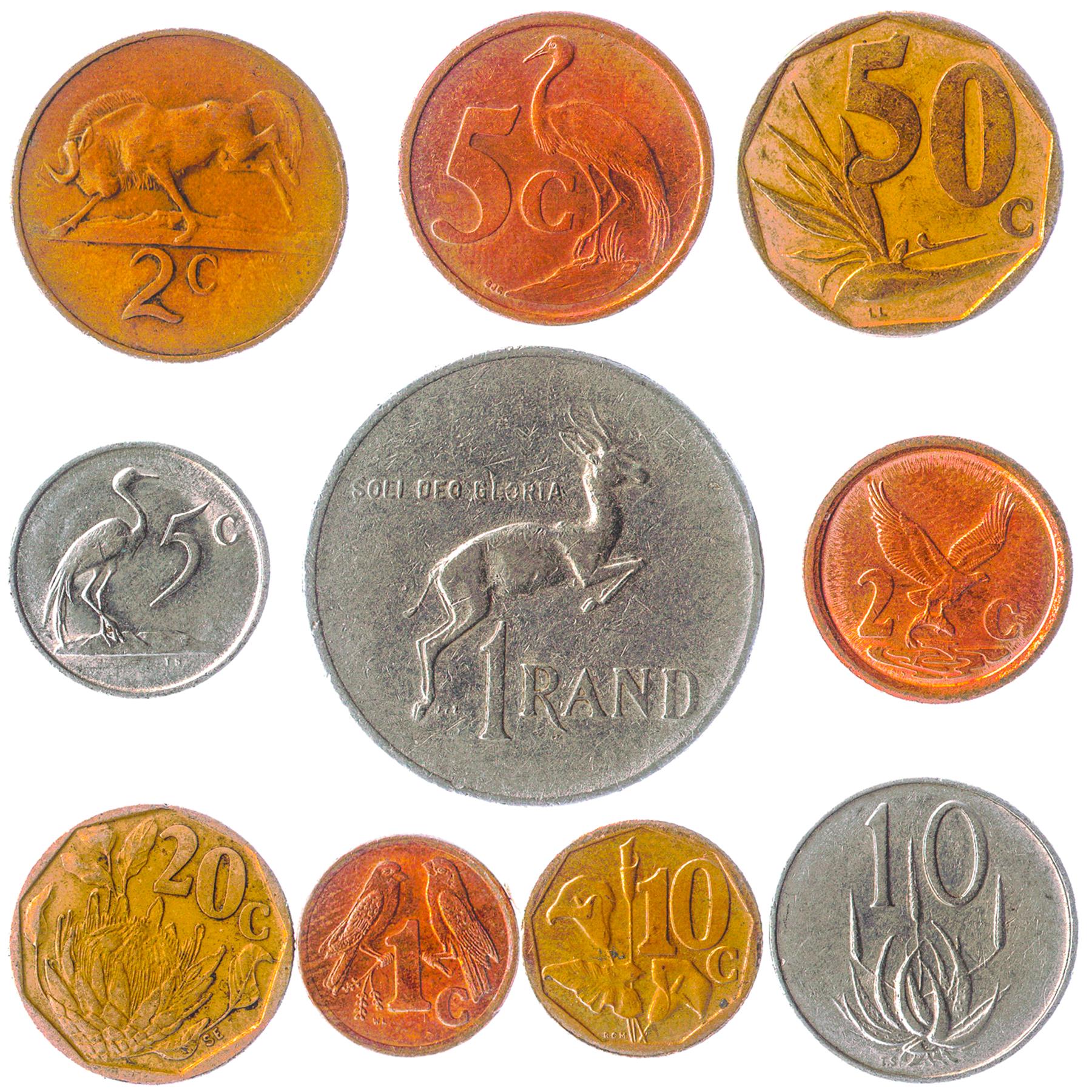 South Africa 10 Mixed Coins Cents | Rands | Flora and Fauna | Animals and Plants | 1961 - 2022