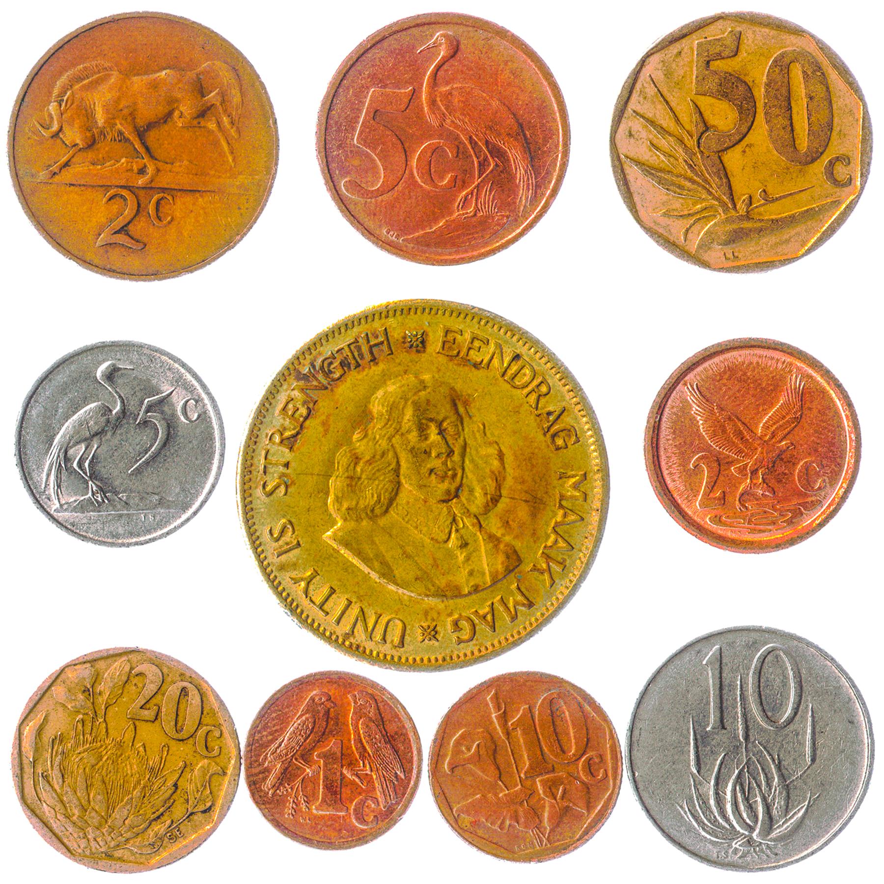 South Africa 10 Mixed Coins Cents | Rands | Flora and Fauna | Animals and Plants | 1961 - 2022