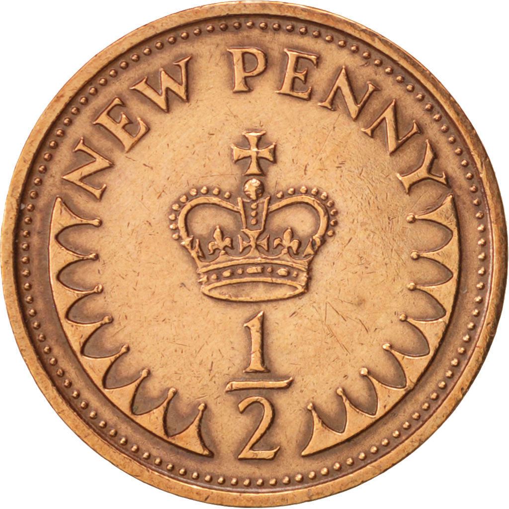 United Kingdom 1/2 New Penny | 100 Coins | Young Elizabeth II | 1971 - 1981