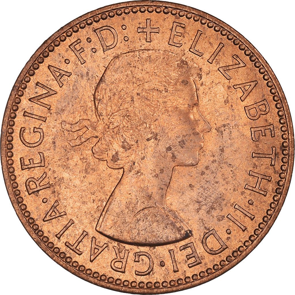 United Kingdom 1/2 Penny | 100 Coins | Elizabeth II 1st portrait | 1954 - 1970