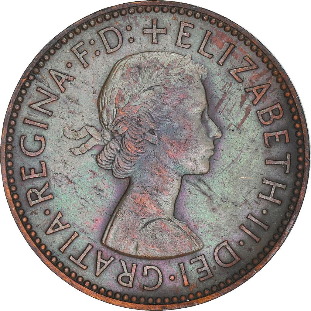 United Kingdom 1/2 Penny | 100 Coins | Elizabeth II 1st portrait | 1954 - 1970