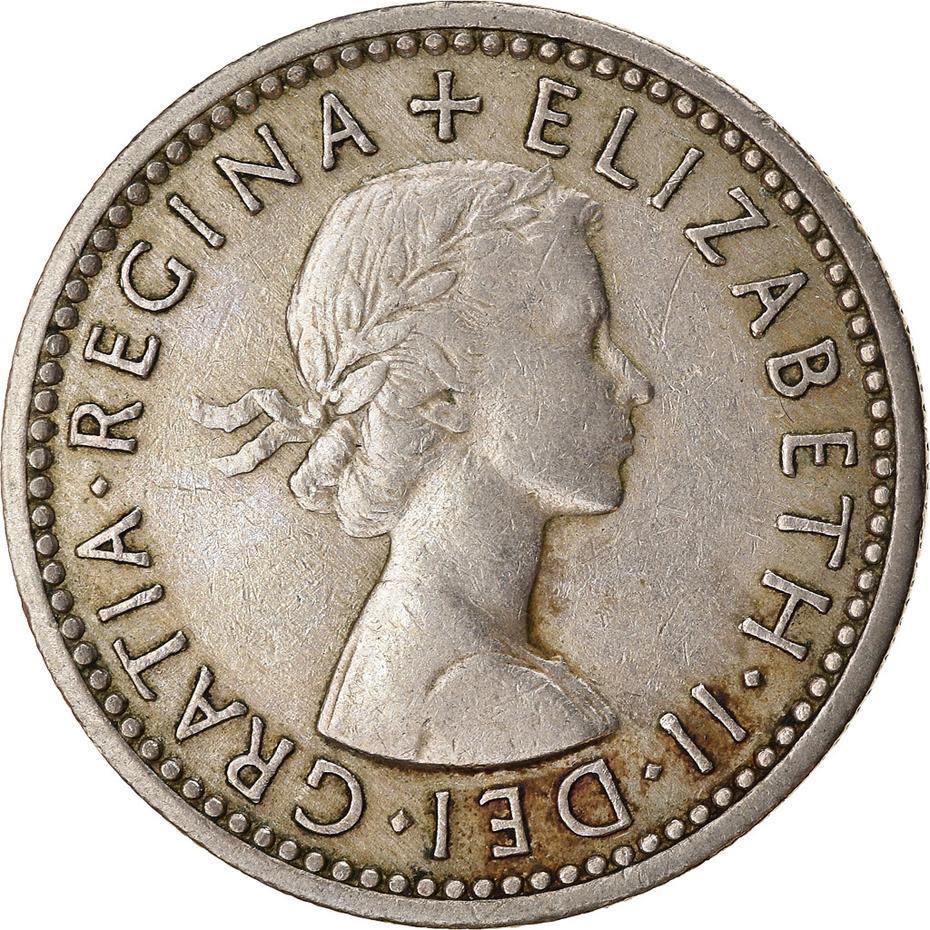 United Kingdom 6 Pence | 100 Coins | Elizabeth II 1st Portrait | 1954 - 1970