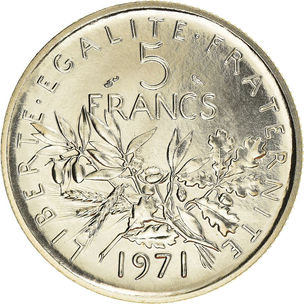 French 5 Francs Coin | signature O. Roty | KM926a.1 | France | 1969 - 2001