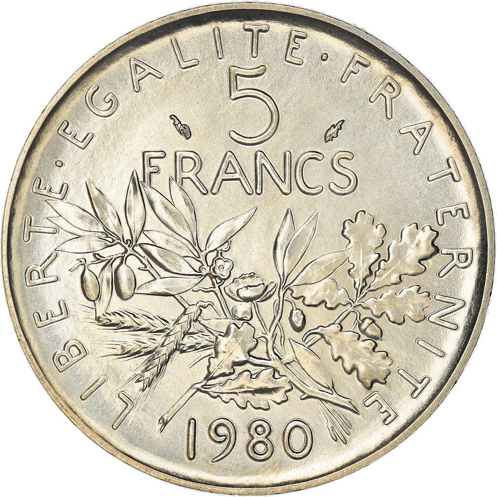 French 5 Francs Coin | signature O. Roty | KM926a.1 | France | 1969 - 2001