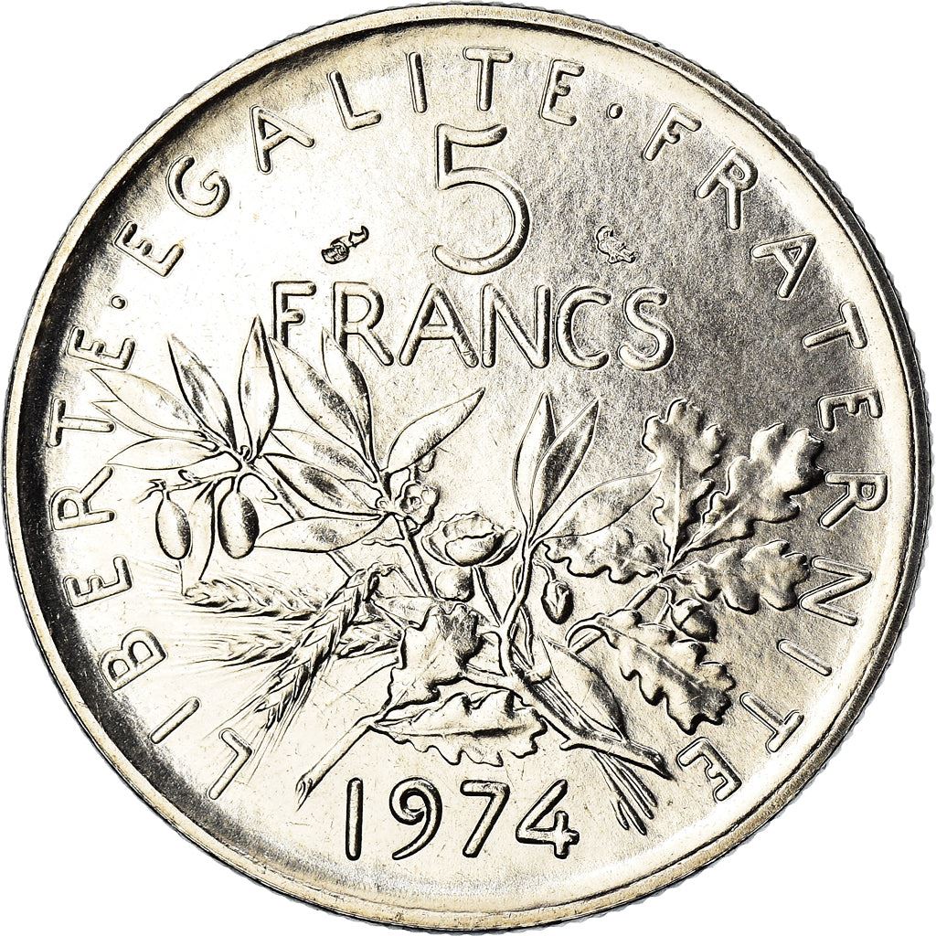 French 5 Francs Coin | signature O. Roty | KM926a.1 | France | 1969 - 2001